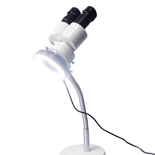 NSKI Dental Lab Binocular Microscope 10X with 5W LED Light 360° Revolving Head