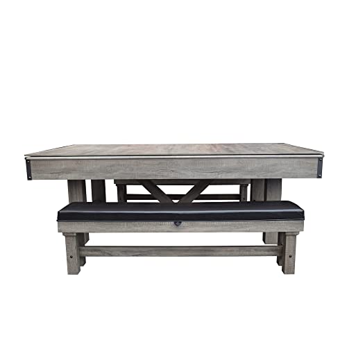 Hathaway Logan 7-ft Pool Table Combo Set with Benches - Rustic Gray Barnwood