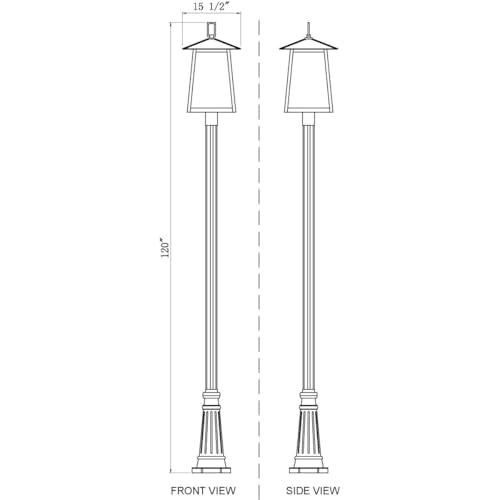 Z-Lite Rainer 5 Light 122" Tall Post Light Black