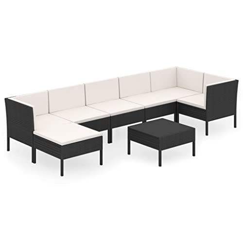 Xinxinxiang 8 Piece Patio Set with Cushions Poly Rattan Black