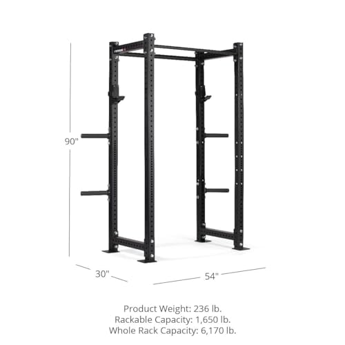 Titan Fitness X-3 Series Tall Bolt-Down Power Rack with Weight Holders 24-in Depth Black