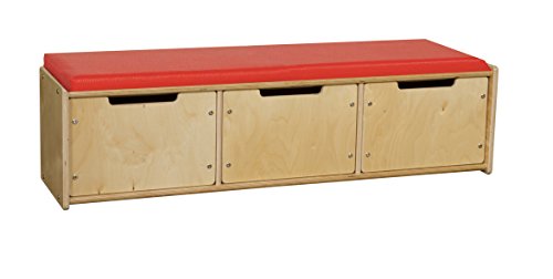Contender 3 Cube Storage Organizer Bench with Cushions Natural/Red
