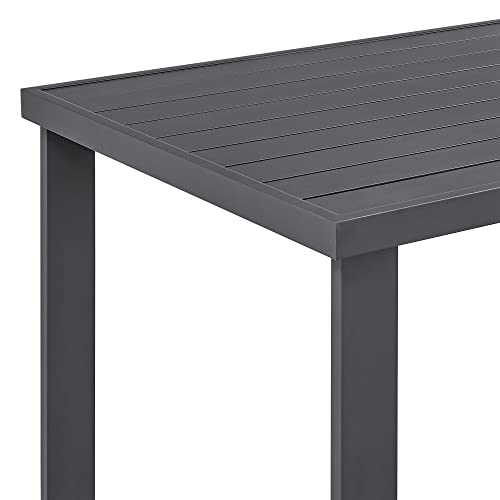 Armen Living Argiope Modern Outdoor Patio Bar Table and Stools Set 5 Piece Dark Grey