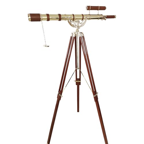 NAVIROCK Vintage Marine Brass Telescope Shiny Finish with Adjustable Tripod