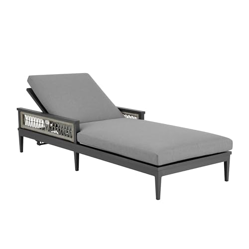 Armen Living Zella Modern Outdoor Patio Chaise Lounge Chair Light Gray
