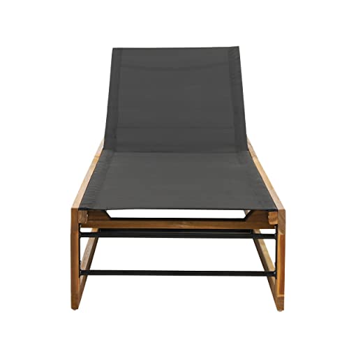 Christopher Knight Home Emile Chaise Lounge Black + Teak