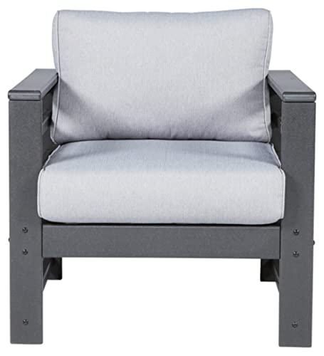 Signature Design by Ashley Outdoor Amora HDPE Patio Lounge Chair 2 Count Grey