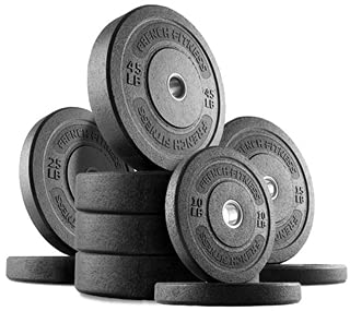 French Fitness Olympic Bumper Plate Set w/7 ft Olympic Bar 325 lbs + Bench (New)