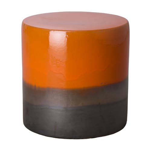 Emissary 18in. H Semiglossy Glaze Round Stoneware Garden Stool Burnt Orange