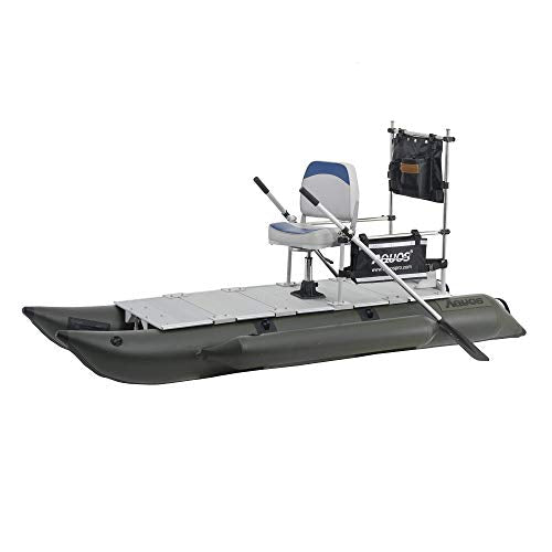 AQUOS 10.2 ft Inflatable Pontoon Boat with Aluminum Floor and Folding Seat Green