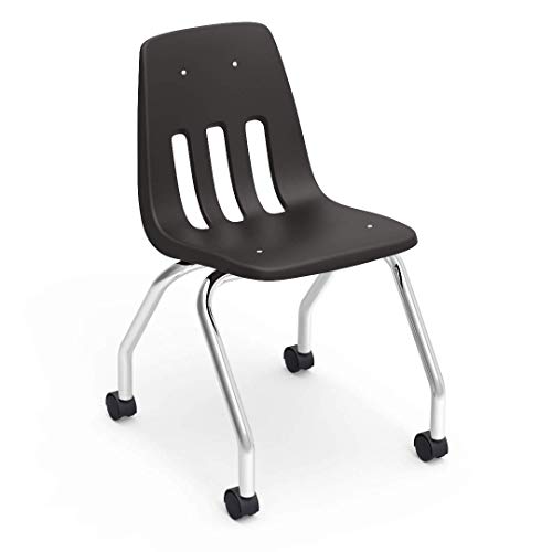 Virco 9000 Series Plastic Classroom Chairs Set of 4 with Casters Black