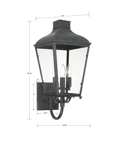 Crystorama Dumont 3 Light Outdoor Sconce Graphite