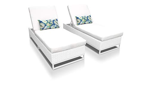 TK Classics Miami Resin Patio Chaise Lounge Set of 2 with Extra White Covers