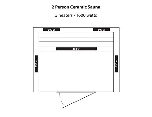 Blue Wave HeatWave BSA2406 2-Person Deluxe Ceramic Infrared Sauna, 1-2, Hemlock