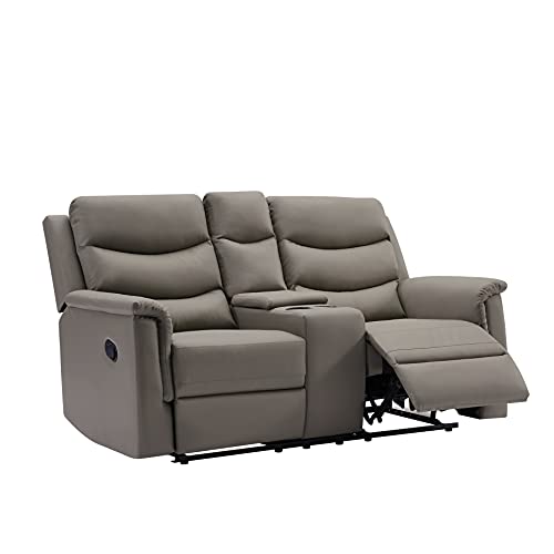 Eafurn Grey 2-Piece Reclining Sectional Sofa Set with Storage & Cup Holders