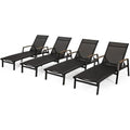 Christopher Knight Home Teresa Outdoor Aluminum Chaise Lounge with Mesh Seating Set of 4 Black