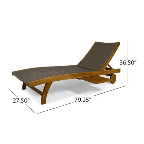 Afuera Living Outdoor Wicker and Wood Chaise Lounge Set of 4 Brown