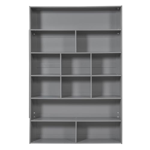 KTATK Twin Over Twin Bunk Bed with Storage Drawers and Cabinet Gray