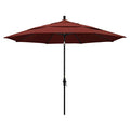 California Umbrella 11' Round Aluminum Market Umbrella Crank Lift Collar Tilt Black Pole Sunbrella Henna