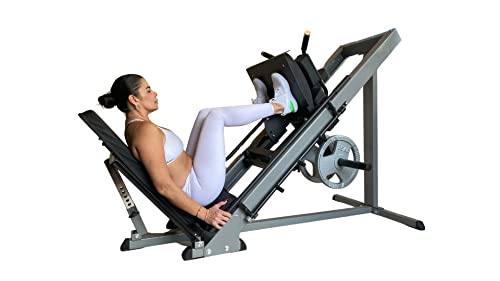 G FASHION STYLE Leg Press and Hack Squat Machine for Lower Body Weight Training, 1,000 lb Weight Capacity, Home and Commercial Gym, Grey - Black