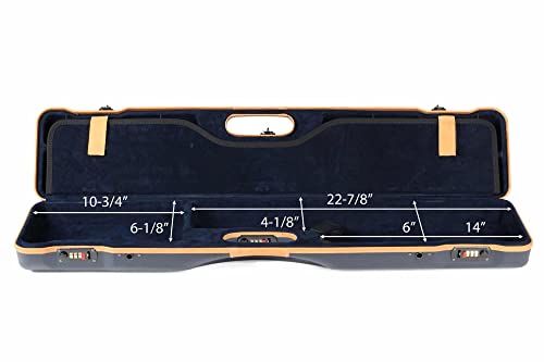 Negrini OU/SXS Deluxe Ultra-Compact Sporter Shotgun Case Blue/Tobacco Leather Trim