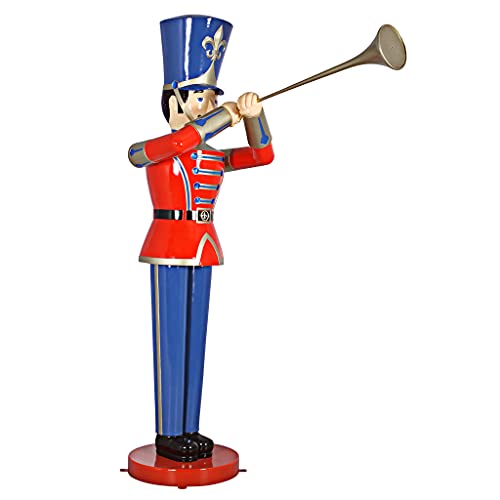 Design Toscano Giant 9 Foot Tall Nutcracker Ballet Trumpeting Toy Soldier Holiday Decor Statue Full Color