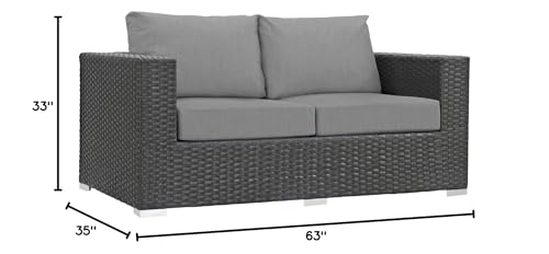 Modway Sojourn Wicker Rattan Outdoor Loveseat Canvas Gray