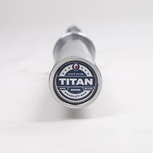 Titan Fitness Titan Series Olympic Deadlift Barbell Bright Zinc/Hard Chrome 20 KG 28.5MM USA Made 2,000 LB Rated