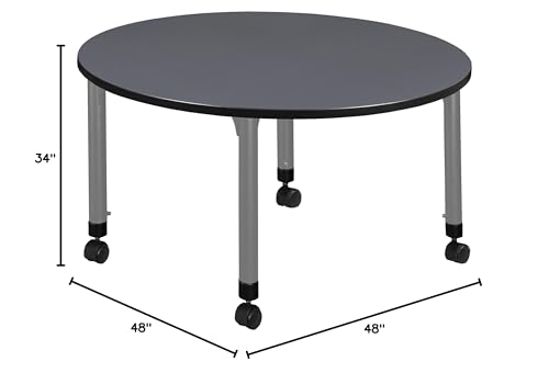 Romig Height Adjustable Mobile Classroom Table 48" Round Grey