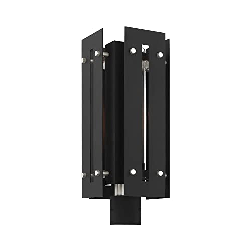 Livex Black Outdoor Post Top Lantern Nickel