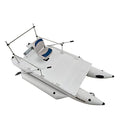 AQUOS Heavy-Duty 12.5FT Inflatable Pontoon Boat with Swivel Seat and Guard Bar Grey
