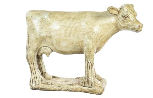 SOLID ROCK STONE WORKS Large Concrete Cow Statue 33" Buff