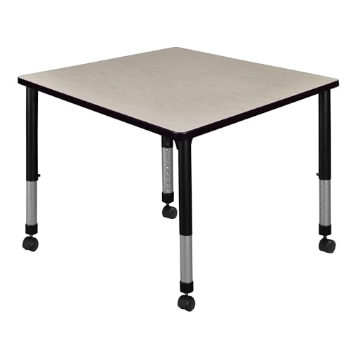 Regency Kee Height Adjustable Mobile Square Classroom Table 36" Maple