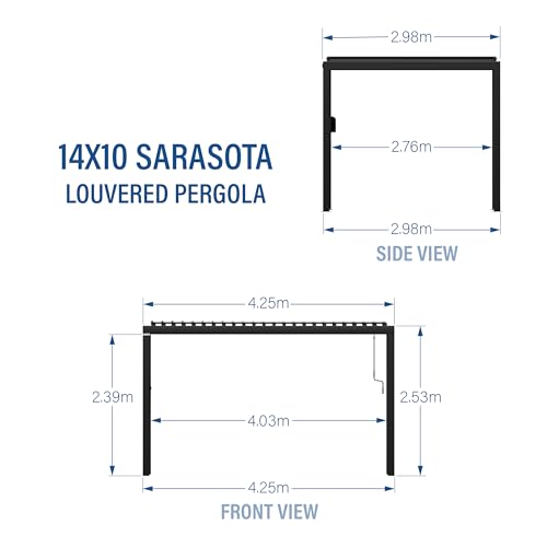 Backyard Discovery Sarasota 14' x 10' Galvanized Steel Pergola Kit with Adjustable Roof Black