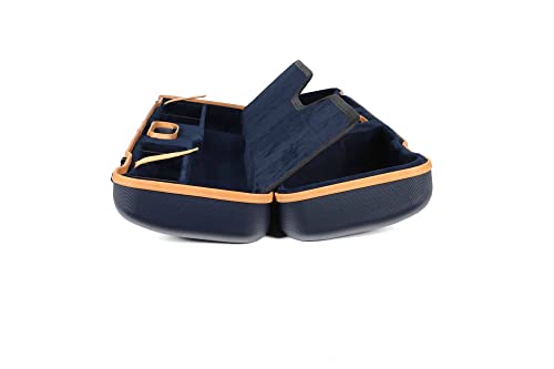 Negrini OU/SXS Deluxe Ultra-Compact Sporter Shotgun Case Blue/Tobacco Leather Trim