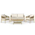 SIMPLIHOME Bayshore Contemporary 4 Piece Outdoor Conversation Set Natural