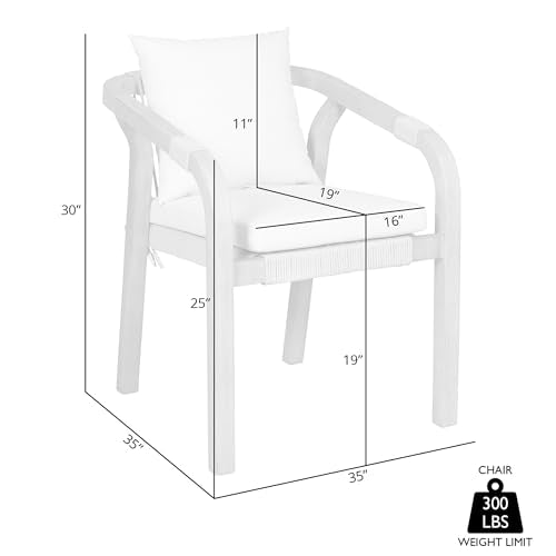 Armen Living Cypress Modern Outdoor Patio Dining Chair Set of 2 Ivory