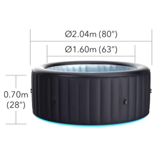 M Spa Urban Series Aurora Round Inflatable Outdoor Spa with LED Lights Black