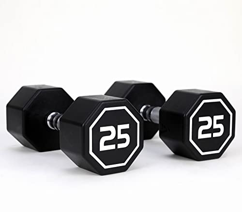 Generic Apollo Odorless Octagon Rubber Dumbbell Set 5lb-30lb 6 Pairs Total 210 lb Dumbbell with Rack Black