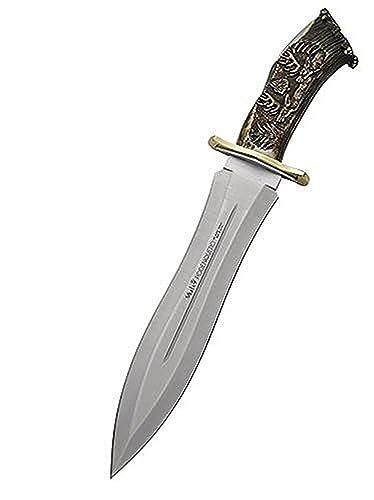 Muela Fixed Blade Hunting Knife with Deer Boar Scene & Leather Sheath Stainless Steel