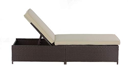 Serta Brown Resin Wicker Outdoor Patio Storage Chaise Lounge Beige