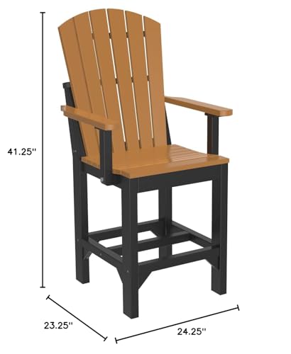 Furniture Barn USA Set of 4 Poly Lumber Counter Height Adirondack Arm Chairs Cedar & Black