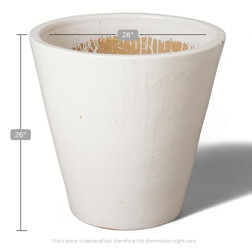 Emissary 26in White Stoneware Round Planter