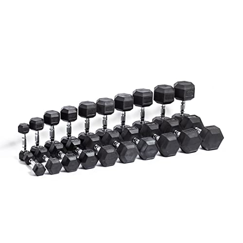 Bells of Steel Rubber Hex Dumbbells Set Black