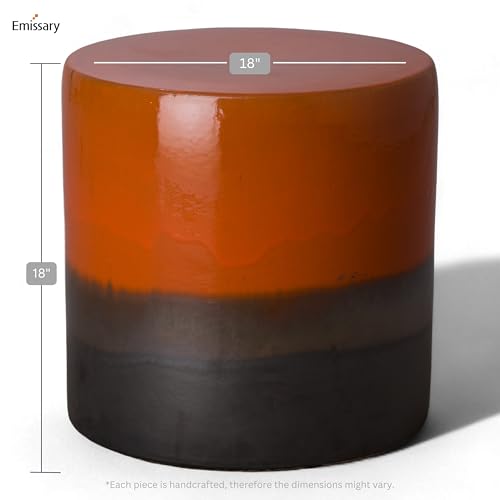 Emissary 18in. H Semiglossy Glaze Round Stoneware Garden Stool Burnt Orange