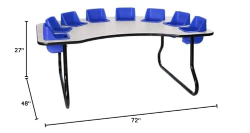 Toddler Tables Brand 8-Seat Toddler Table 27" Glace Top Blue Seats Black T-Mold