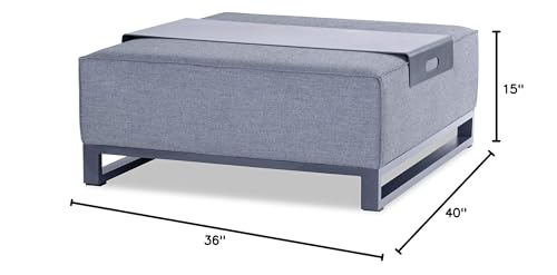 Whiteline Modern Outdoor Living Sensation Indoor/Outdoor Ottoman Grey