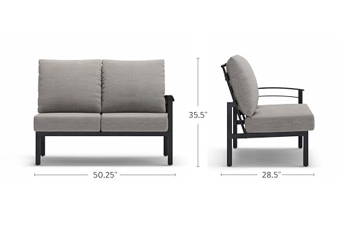 Winston Stanford Cushion Outdoor Loveseat with Left Arm Textured Pewter