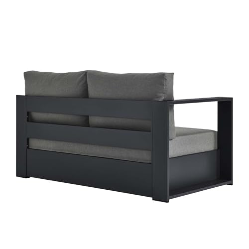 Modway Tahoe Aluminum Modular Outdoor Patio Couch with Weather-Resistant Cushions Gray Charcoal