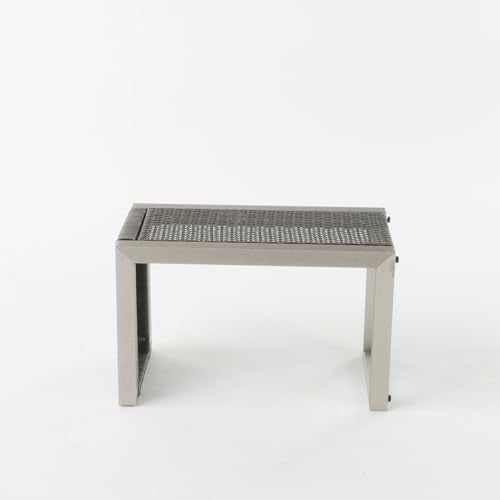 Christopher Knight Home Cape Coral Outdoor Mesh Chaise Lounge Set with Wicker End Table Gray + Silver